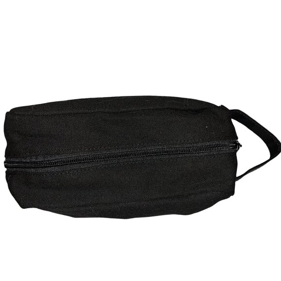 Dopp Bag Travel Case Black Canvas Nylon Zipper Handle Beauty Brands 8 x 4 x 4.5 - Picture 2 of 4